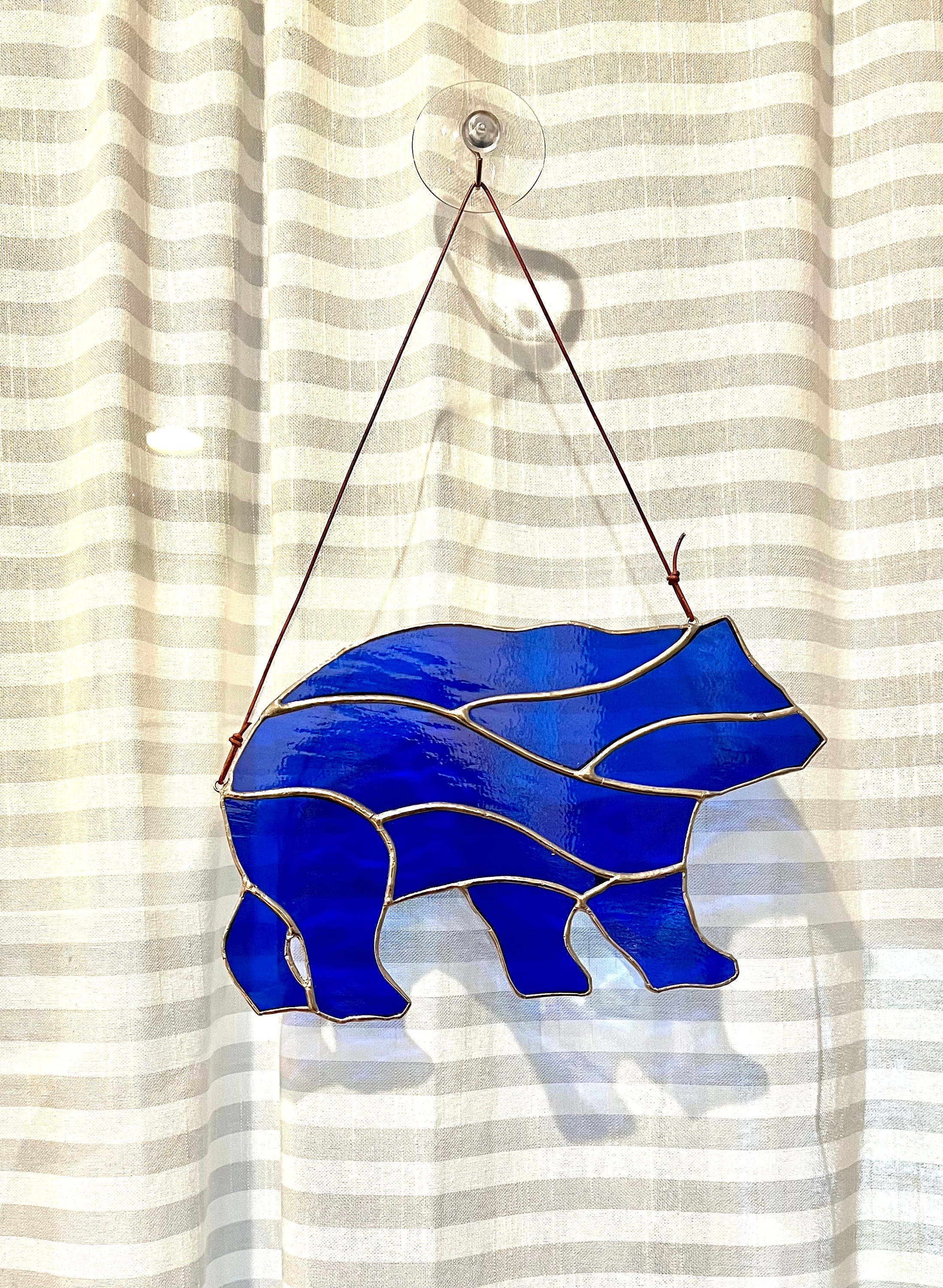 Stained Glass Bear Glass Bear Window Hanging Etsy