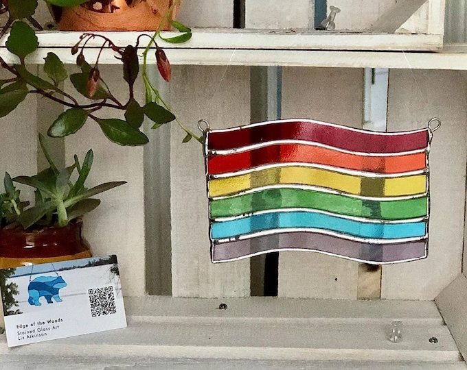 Stained glass Pride flag window suncatcher - glass rainbow - pride decor