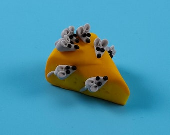 Cheese Corner avec des souris de Fimo Mice Bright Eyes Noir