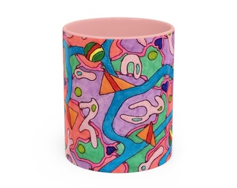 Vibrant Accent Coffee Mug, Colorful Ceramic Cup, Artistic Gift for Coffee Lovers, Unique Mug for Home or Office, Fun Kitchen Decor