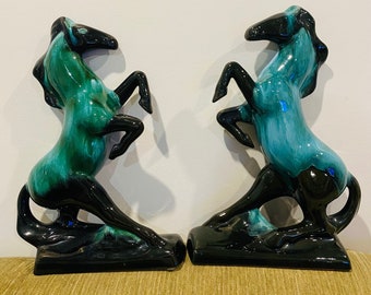 Vintage Blue Mountain Pottery Rearing Horse Figurine (100 dollars for pair)