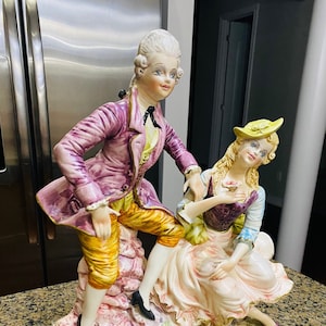 Antique Italian CAPODIMONTE rare composition Couple in love