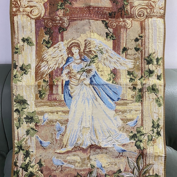 French Tapestry, Vintage Tapestry, Antique Tapestry, Wall Hanging, Angel Tapestry, Tapestry, Goblins Medieval Tapestry 74 X 45 cm