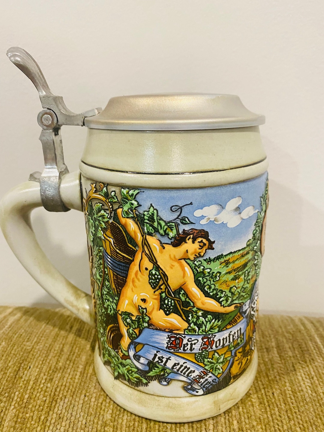 Vintage German Beer Stein / Tankard With Pewter Lid Edition Kossinger