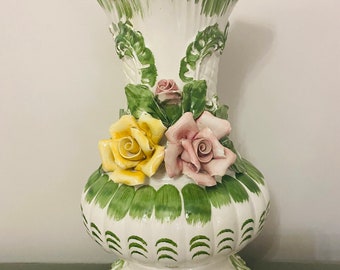 ヴィンテージ カポディモンテ 蓋付き花瓶、花模様の陶器 - Etsy 日本