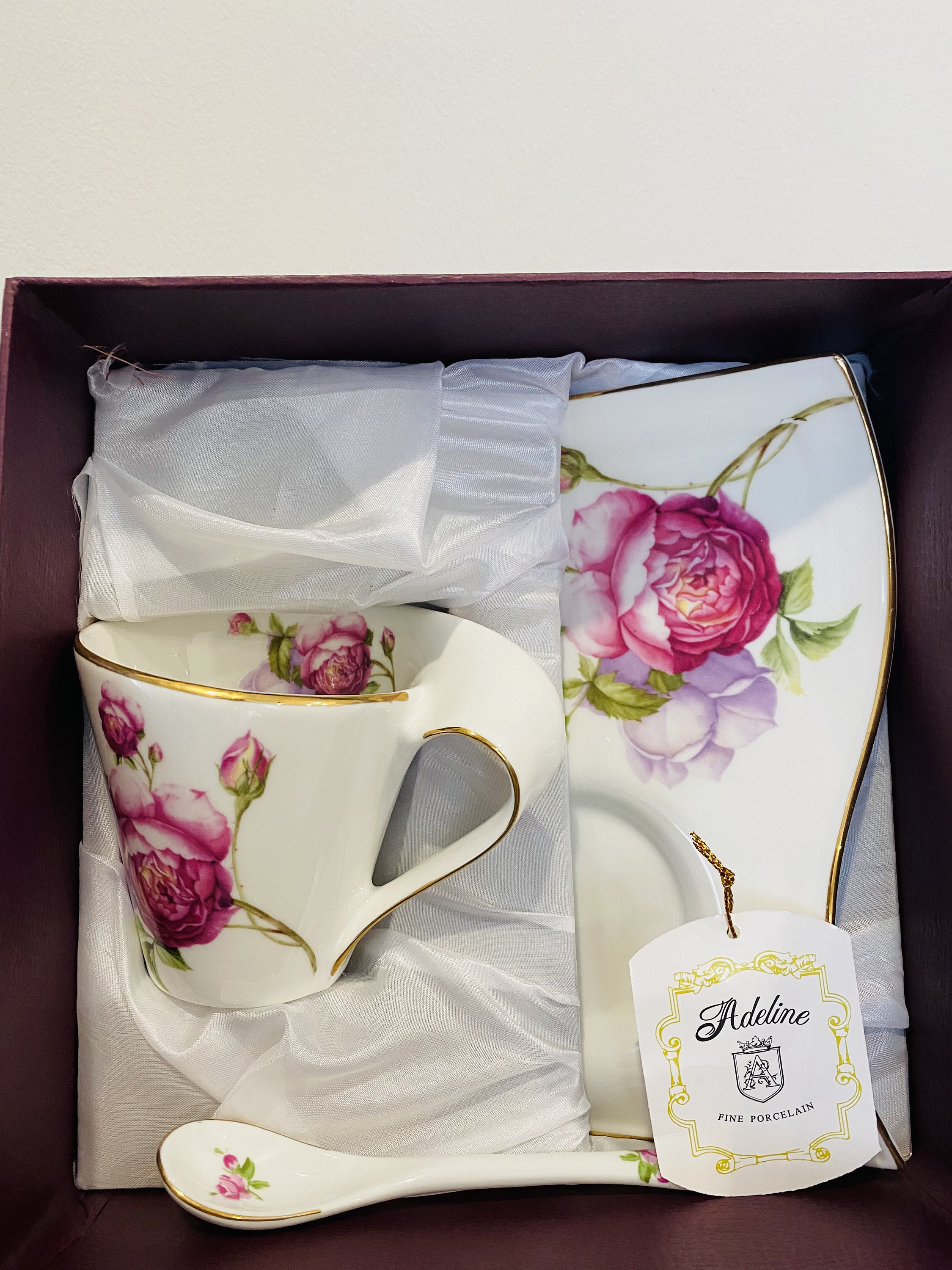 20 Sale Vintage Adeline Collection Tea Set Teacup Saucer & Spoon