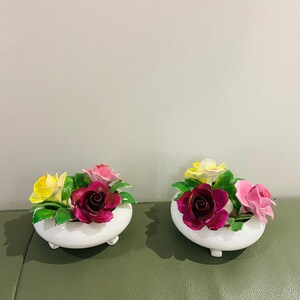 Vintage Royal Malvern Fine Bone China Flower Bouquet basket 2 candle holders ( 25 doll each)
