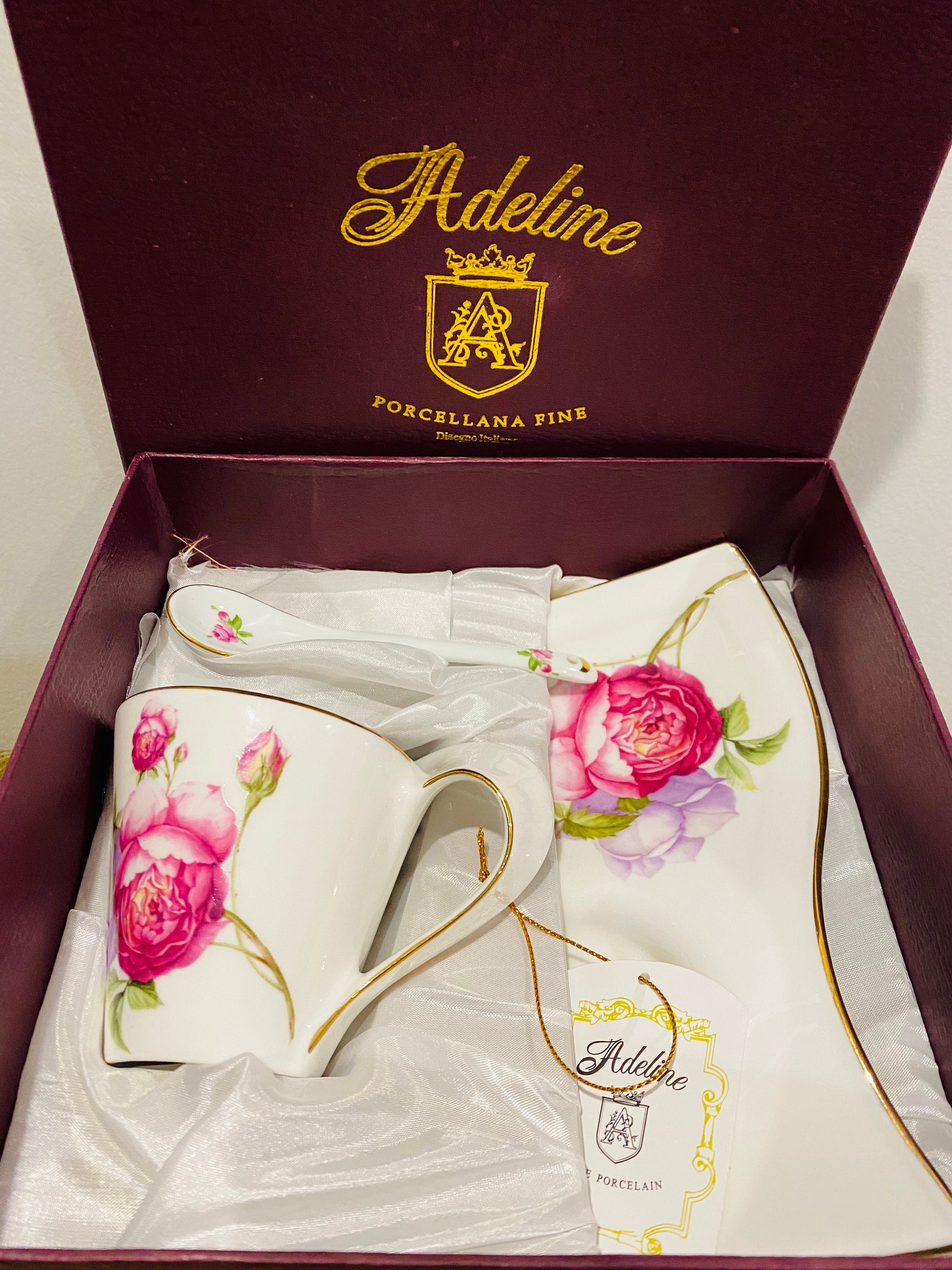 20 Sale Vintage Adeline Collection Tea Set Teacup Saucer & Spoon