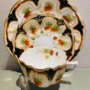 Vintage Melba bone china Teacup Saucer And Plate Trio England ( 70 doll trio)  (50 doll set)  *