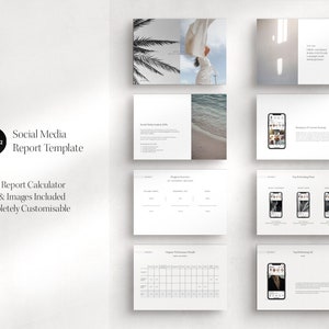 Social Media Report Template | Monthly Analytics Report | Minimal Canva Social Media Report Template  | + Free Calculator