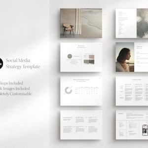 Social Media Strategy Template Canva | Social Media Managers & Social Media Strategists | Freelance | Minimal Social Media Strategy Template