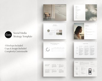 Plantilla de estrategia minimalista para redes sociales / Canva (descarga digital)