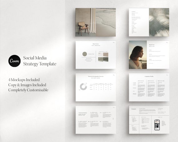 Minimal Social Media Strategy Template | Canva (Digital Download)