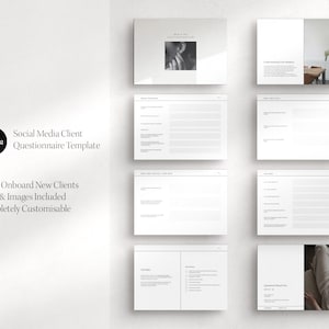 Questionário de integração em mídias sociais | Novo modelo de questionário de cliente | Modelo Canva | Para gerentes de mídia social e freelancers