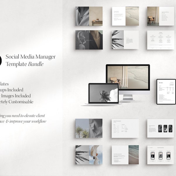 Social Media Manager Template Bundle | Canva | Social Media Starter Kit | Portfolio, Proposal, Questionnaire, Strategy, Report, Audit + More
