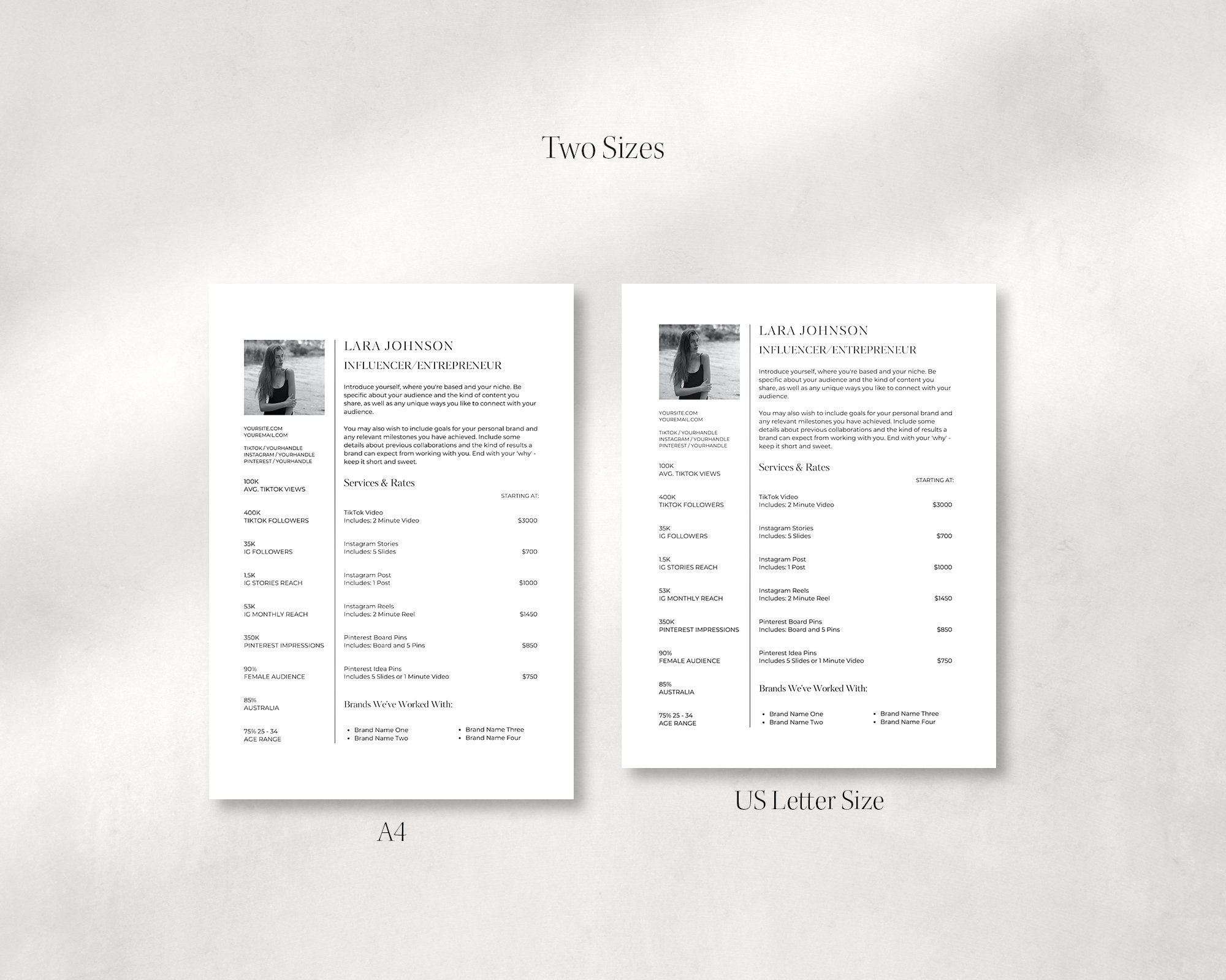 Pr Kit Card Sample Minimalist Influencer Media Kit Template | One Page Canva Press Kit ...