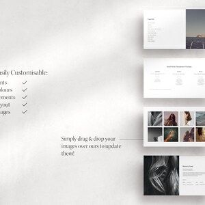 Puede incluir: Una plantilla de presentaci&oacute;n blanca con fondo gris. La plantilla es f&aacute;cilmente personalizable con fuentes, colores, elementos, dise&ntilde;o y im&aacute;genes. El texto en la plantilla dice "F&aacute;cilmente personalizable: Fuentes, Colores, Elementos, Dise&ntilde;o, Im&aacute;genes. &iexcl;Simplemente arrastra y suelta tus im&aacute;genes sobre las nuestras para actualizarlas!"