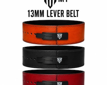 Cinto de levantamento de peso com alavanca em couro de 13 mm – Suporte lombar reforçado
