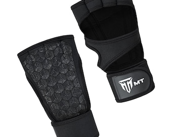 Luvas de ginástica MT Fitness, palma acolchoada em neoprene, suporte para o pulso
