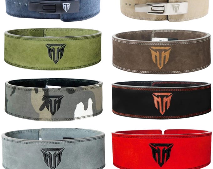 MT 10mm Genuine Leather Lever Weight Lifting Belt for Powerlifting Gym Strength Training Men Women