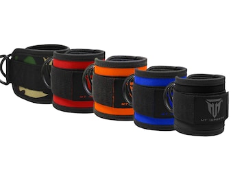Tiras de tornozelo com argola em D: Punhos de neoprene ajustáveis para máquinas de cabo.