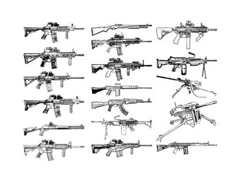 Rifles Silhouette Vector Art