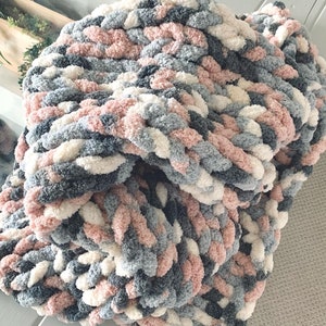 Large Chunky Knitted Thick Blanket, Yarn Woolen Throw Sofa Blanket Mimenor