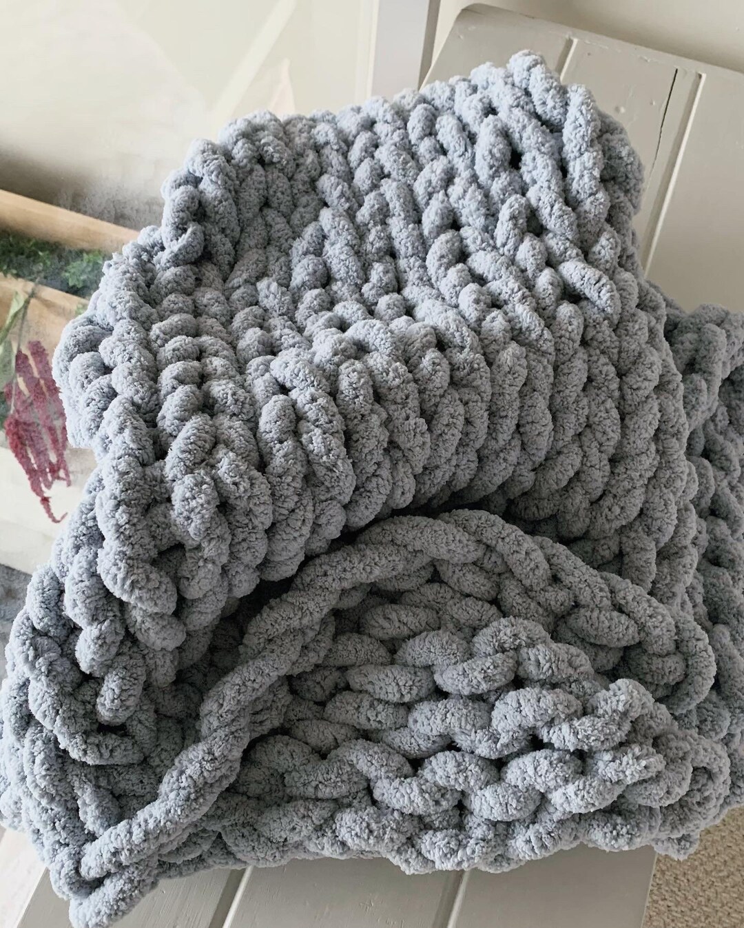 Chenille Chunky Knit Blanket Etsy