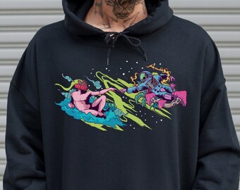 Trippy Alien Astronaut Hoodie, Psychedelic Rave Sweatshirt