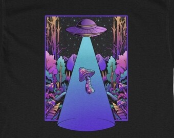 Trippy Alien Abduction T-Shirt, Psychedelic Mushroom, Funny Rave Shirt