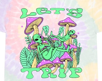 Trippy Alien Mushroom Tie-Dye T-Shirt