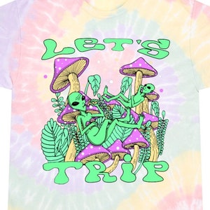 Trippy Alien Mushroom Tie-Dye T-Shirt