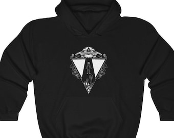 UFO Abduction Hoodie, Trippy Alien Rave Festival Sweatshirt