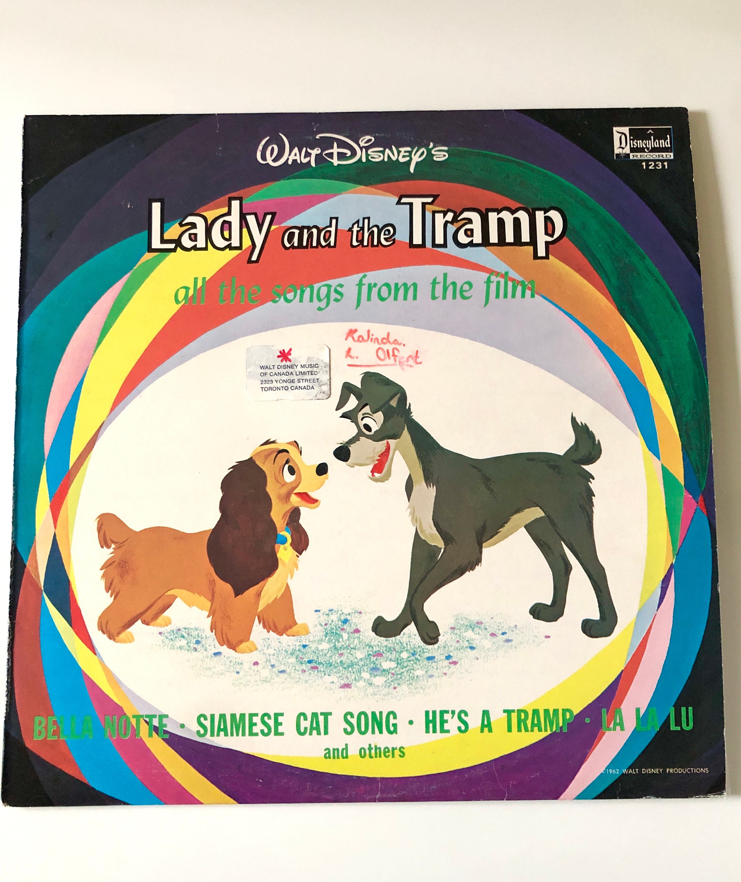 WALT DISNEY'S Lady and the Tramp Motion Picture 12 Inch Vinyl