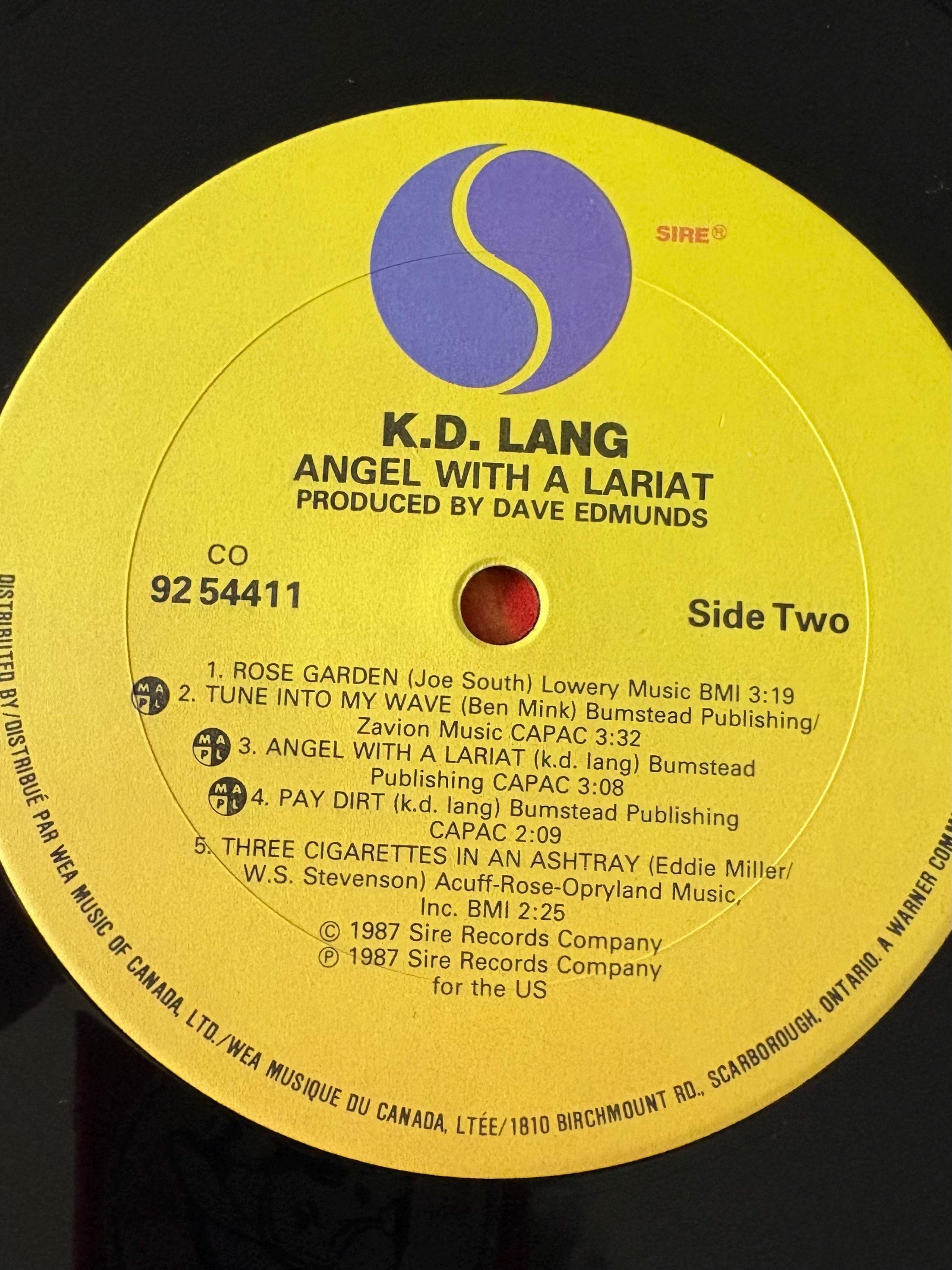 Vintage K.D. Lang and the Reclines Angel With A Lariat 80's Vinyl  Excellent!