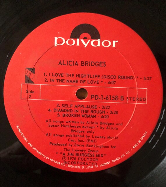 ALICIA BRIDGES Self Titled 1978 Vinyl Excellent! - Etsy