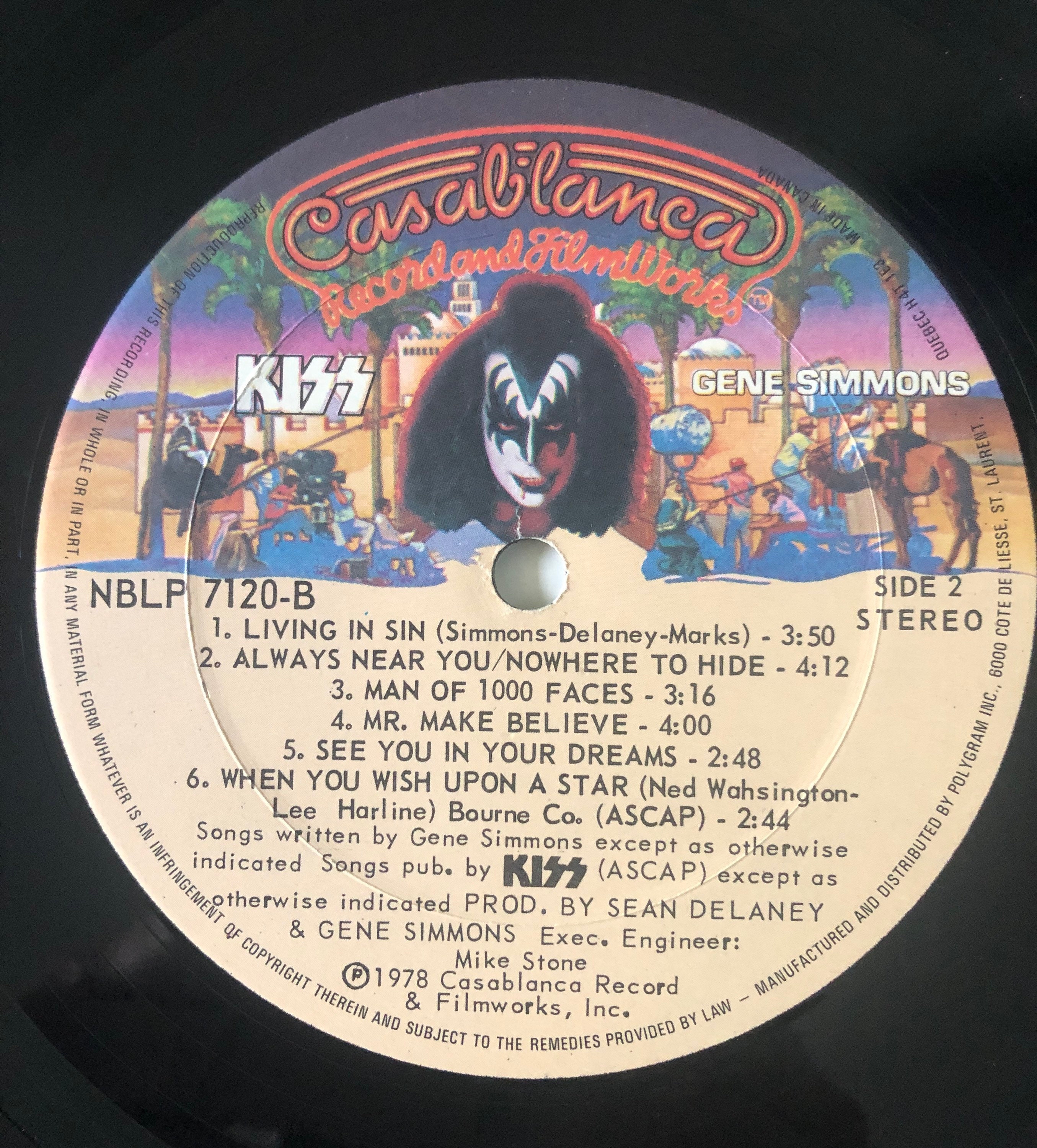 KISS —gene Simmons 70's Rock Vinyl Excellent! - Etsy