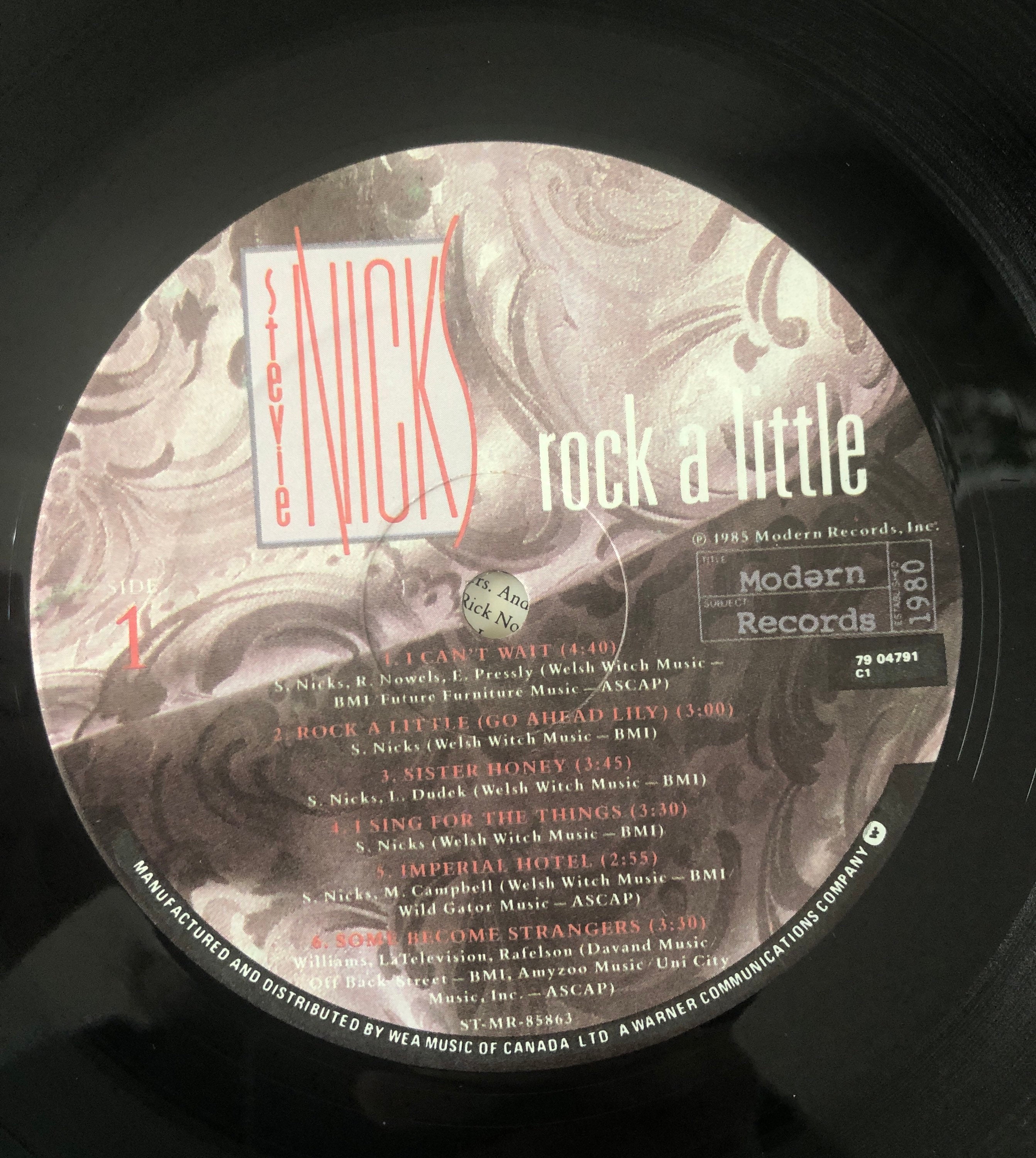 1985 Stevie NICKS Rock A Little Vinyl Excellent