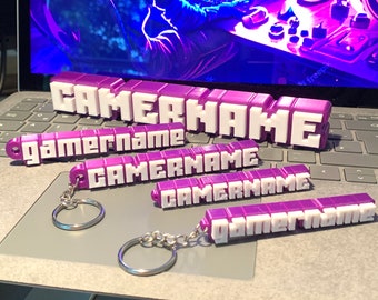 Your gamer name as a keychain or as a standee name tag (customizable) – 3D printing –