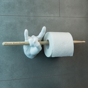 Porta carta igienica "Rock Hand" singolo - porta rotolo con bacchetta – stampa 3D