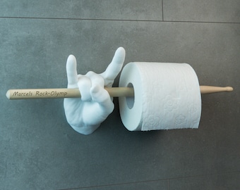 Toiletrolhouder "Rock Hand" enkel - toiletrolhouder met drumstick - 3D-printen