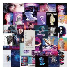 C01 PVC Glitch Punk Post-modern Vaporwave Collage art stickers