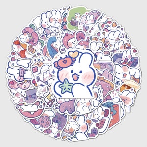 Pegatina de conejito de dibujos animados de Kawaii