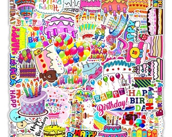 Happy birthday sticker Birthday cake sticker birthday cake birthday party sticker waterproof reusable laptop sticker