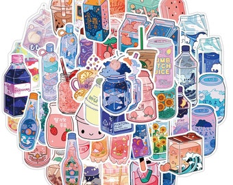 Kawaii Beverages/ Drinks Sticker/ Starbucks/ Bubble Tea Stickers/ Dreamy  Soda Beverages Stickers Waterproof Water Bottle Laptop Sticker
