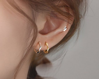 Twisted Circle Earrings，Irregular Earrings, Sterling Silver Hoop Earrings, Hoop Earrings Gold，Geometric Hoop Earrings，Gift for Her，AE72