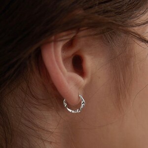 Twisted Circle EarringsIrregular Earrings Sterling Silver image 6