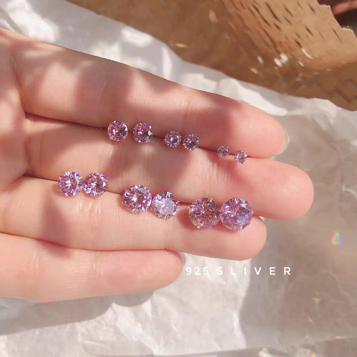 Image of Pair of paniculata pink diamond earrings
