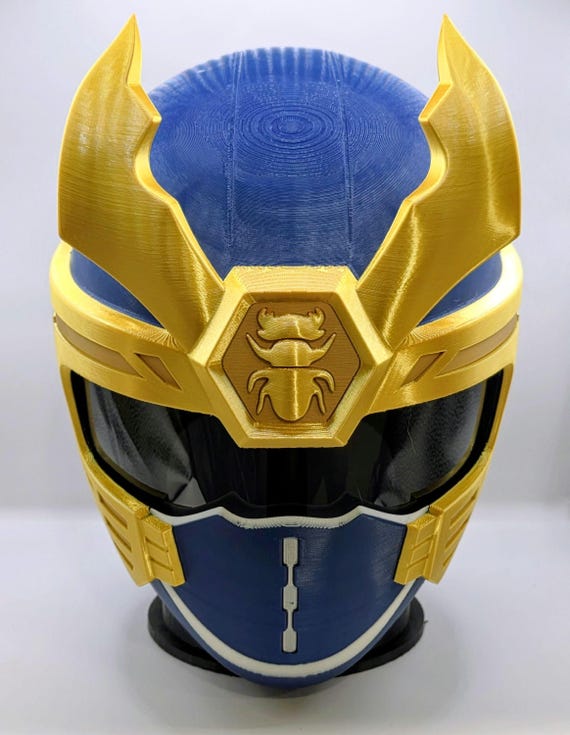 新品シールド！Thunderhead（サンダーヘッド）＃ジャーマンメタル Navy Thunder Ranger Blake Bradley Helmet Power Rangers Ninja Storm