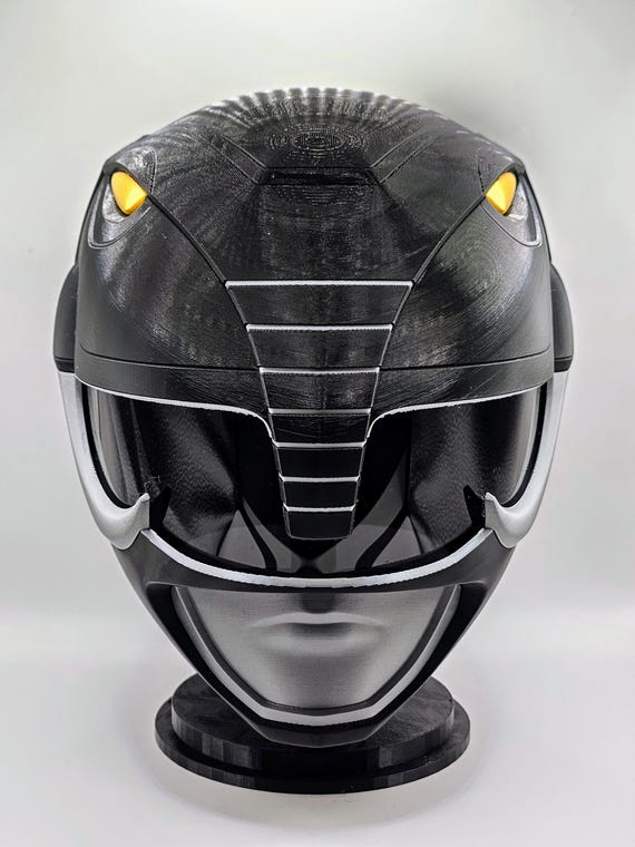 black ranger motorcycle helmet Black Ranger Helmet MMPR Mighty Morphin Power Rangers Wearable Mastodon  Mammoth Power Axe Zack Taylor Collectors Item Gift for Him Comic Con